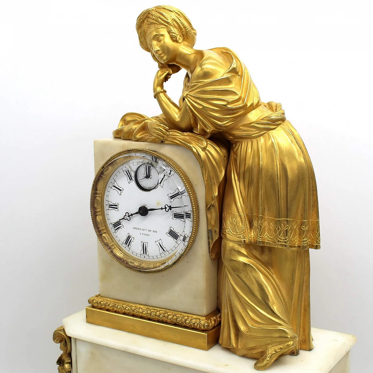 Orologio Luigi Filippo in bronzo dorato e marmo, '800 1249448