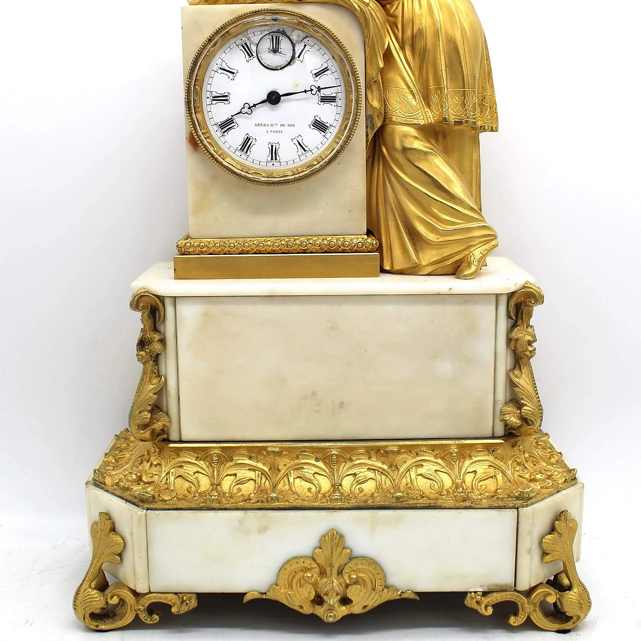 Orologio Luigi Filippo in bronzo dorato e marmo, '800 1249449