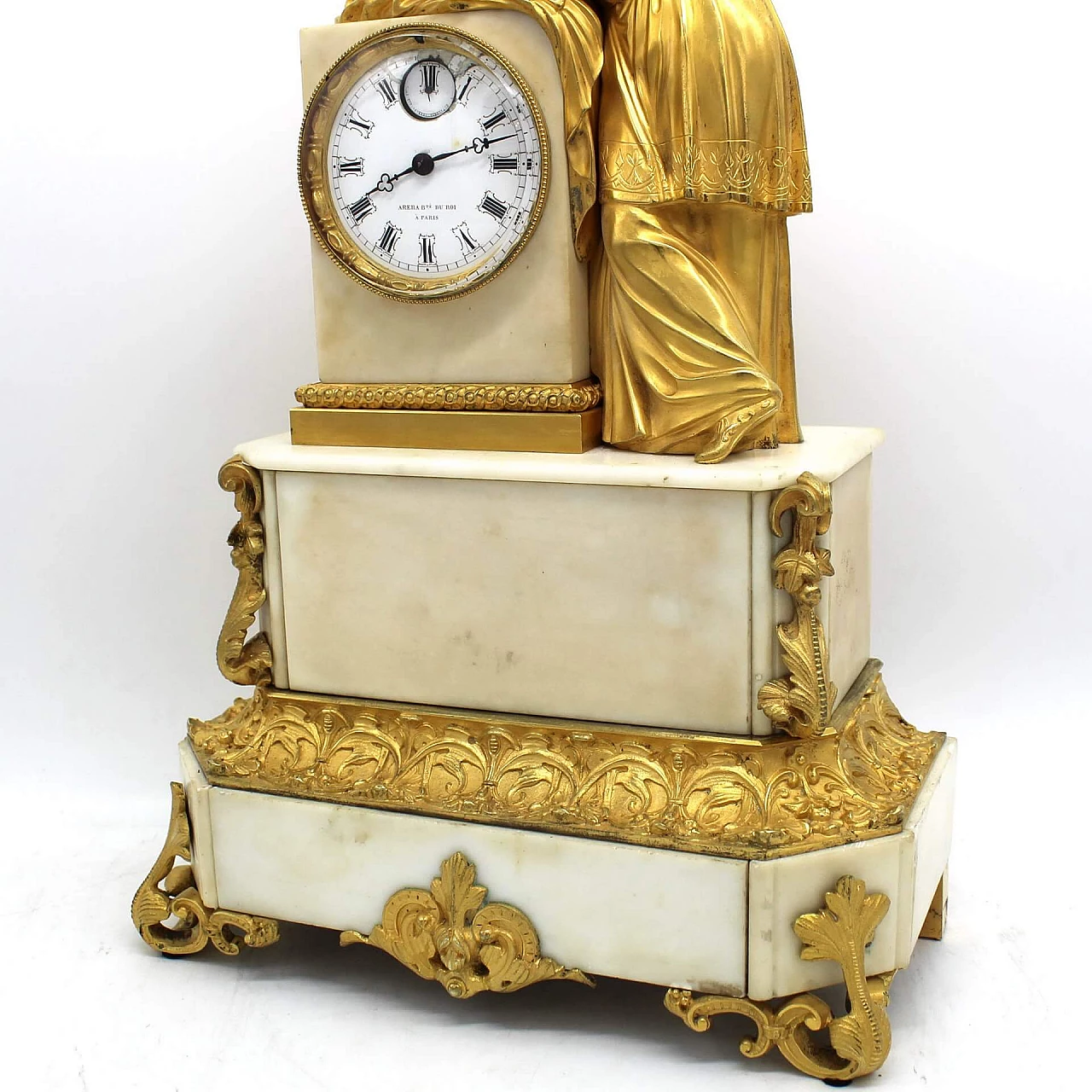 Orologio Luigi Filippo in bronzo dorato e marmo, '800 1249453