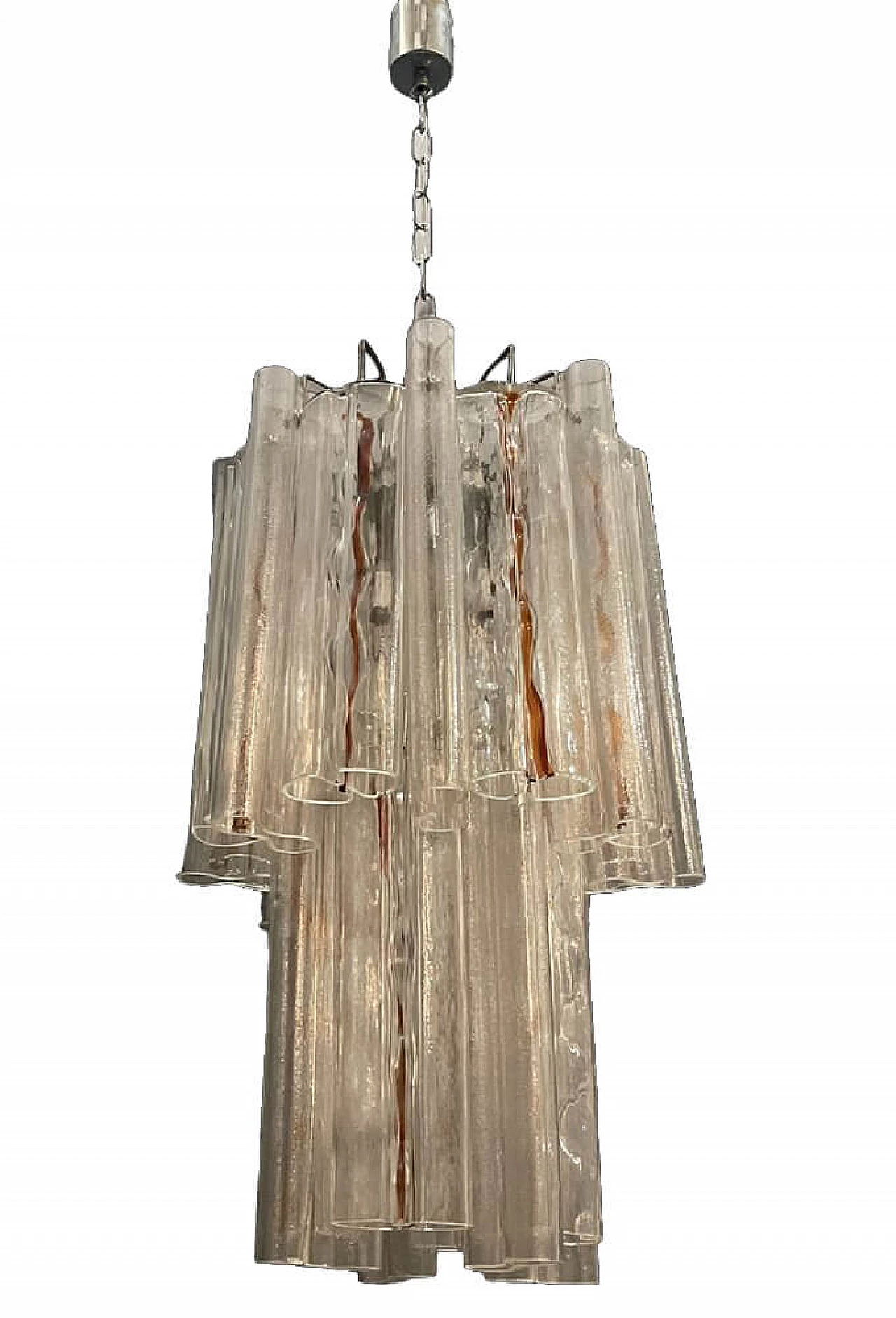Large tubular Murano glass chandelier, 1970s 1249454