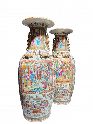 Pair of big chinese ceramic vases Canton, end of 1800