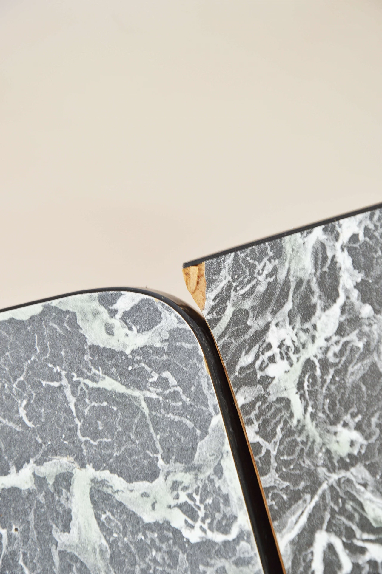 Dining table with marble effect top, 60s 1249590