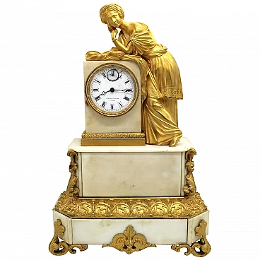Louis Philippe clock in gilt bronze and marble, 19th century