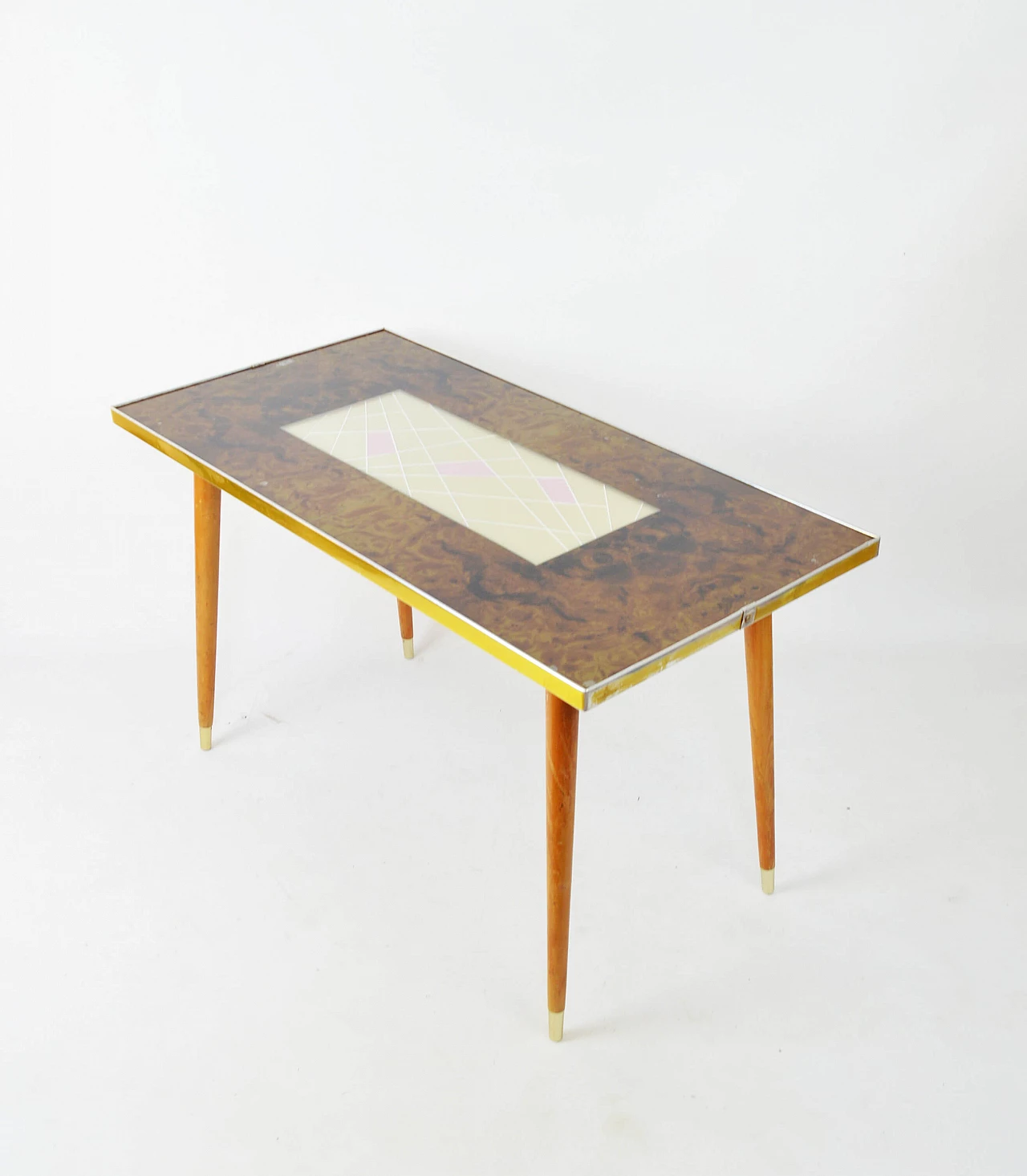 Table with decorated glass top, 1960s 1249601