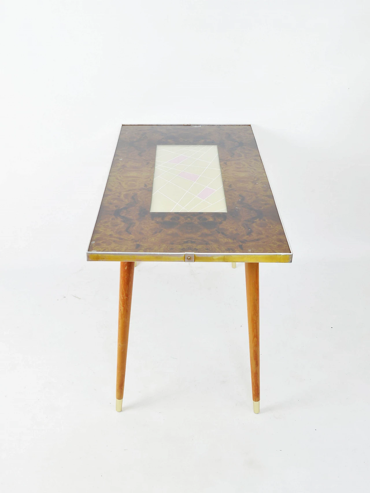 Table with decorated glass top, 1960s 1249602