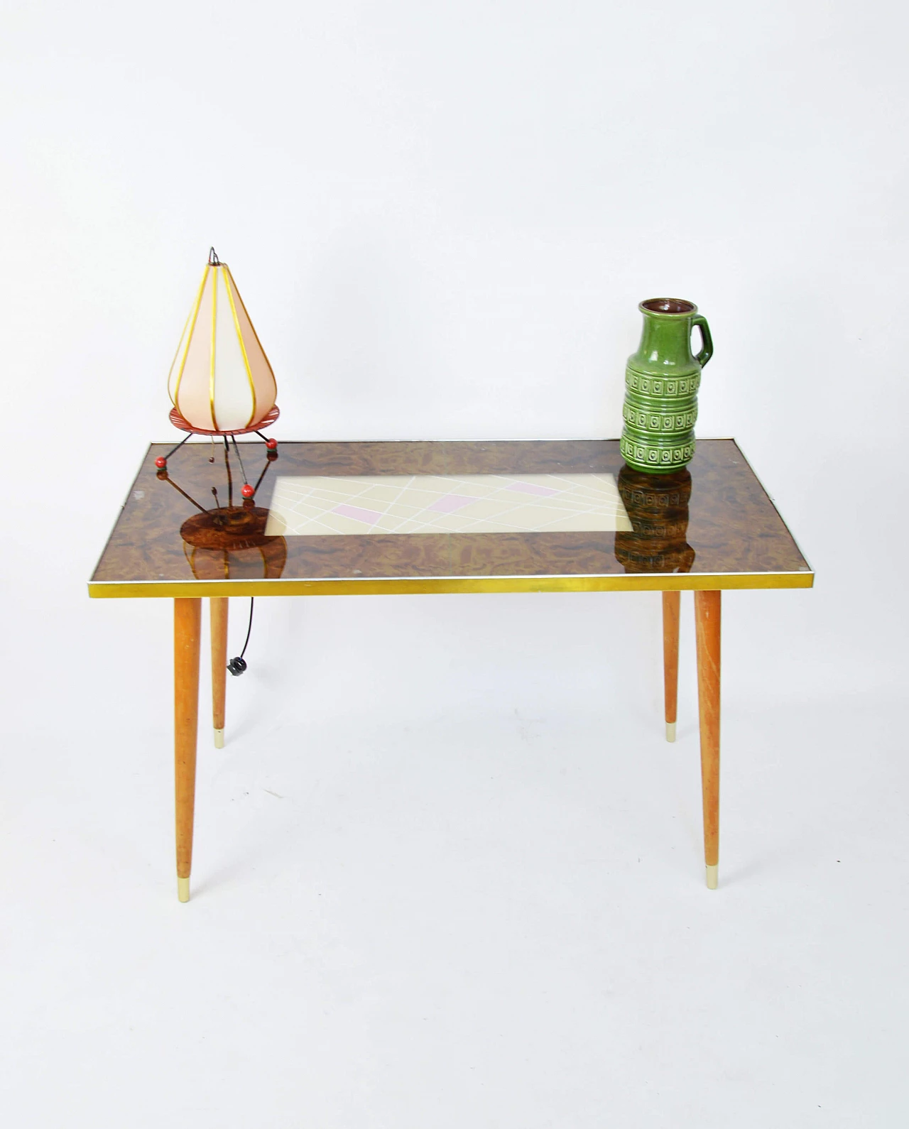 Table with decorated glass top, 1960s 1249605