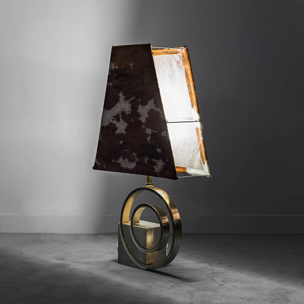 Banci table lamp in cowhide skin, 70s 1249687