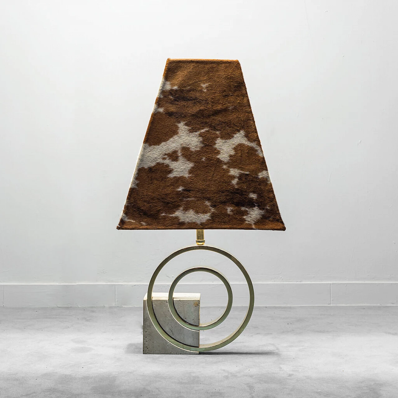 Banci table lamp in cowhide skin, 70s 1249690