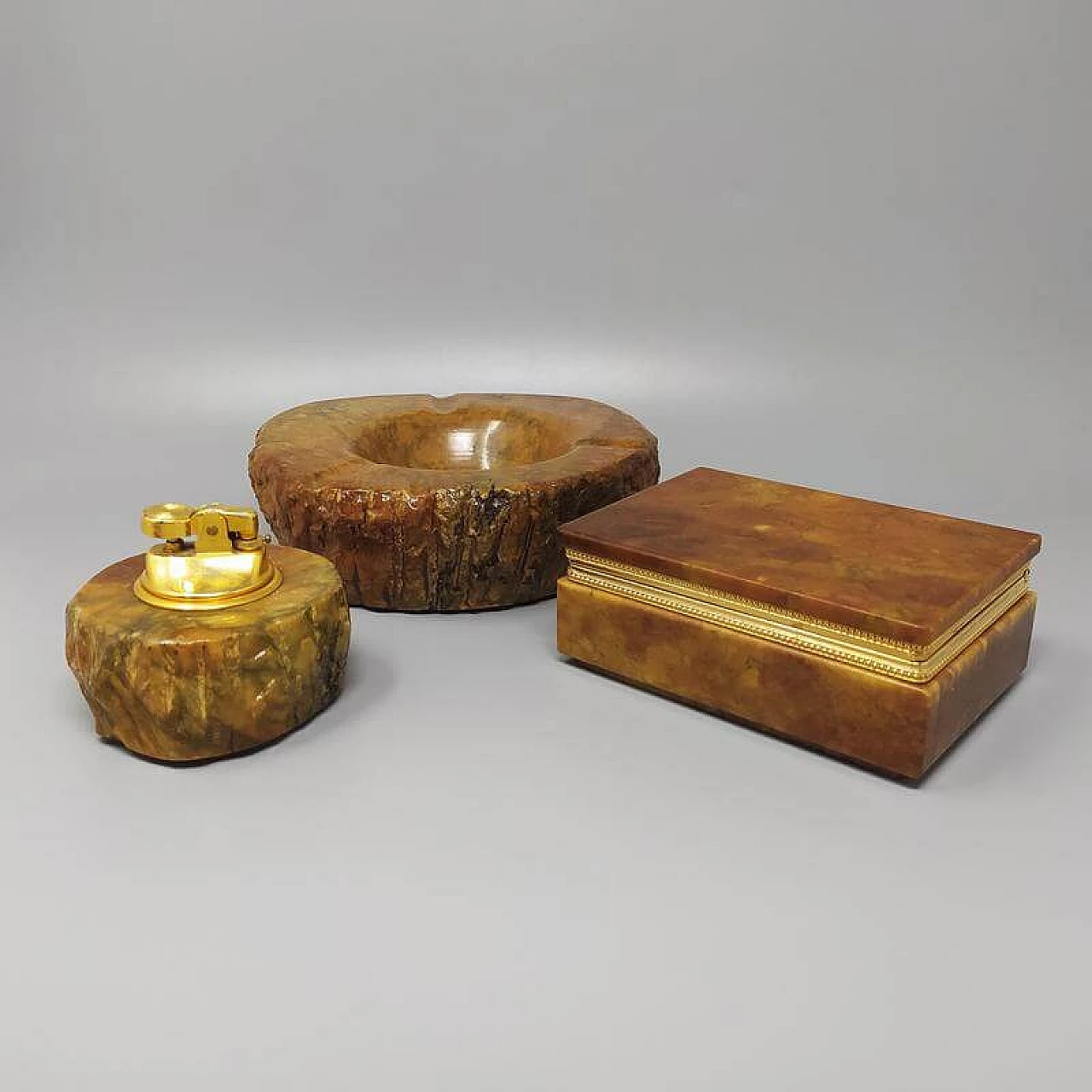 Brown alabaster smoking set by Romano Bianchi, 60s 1249854
