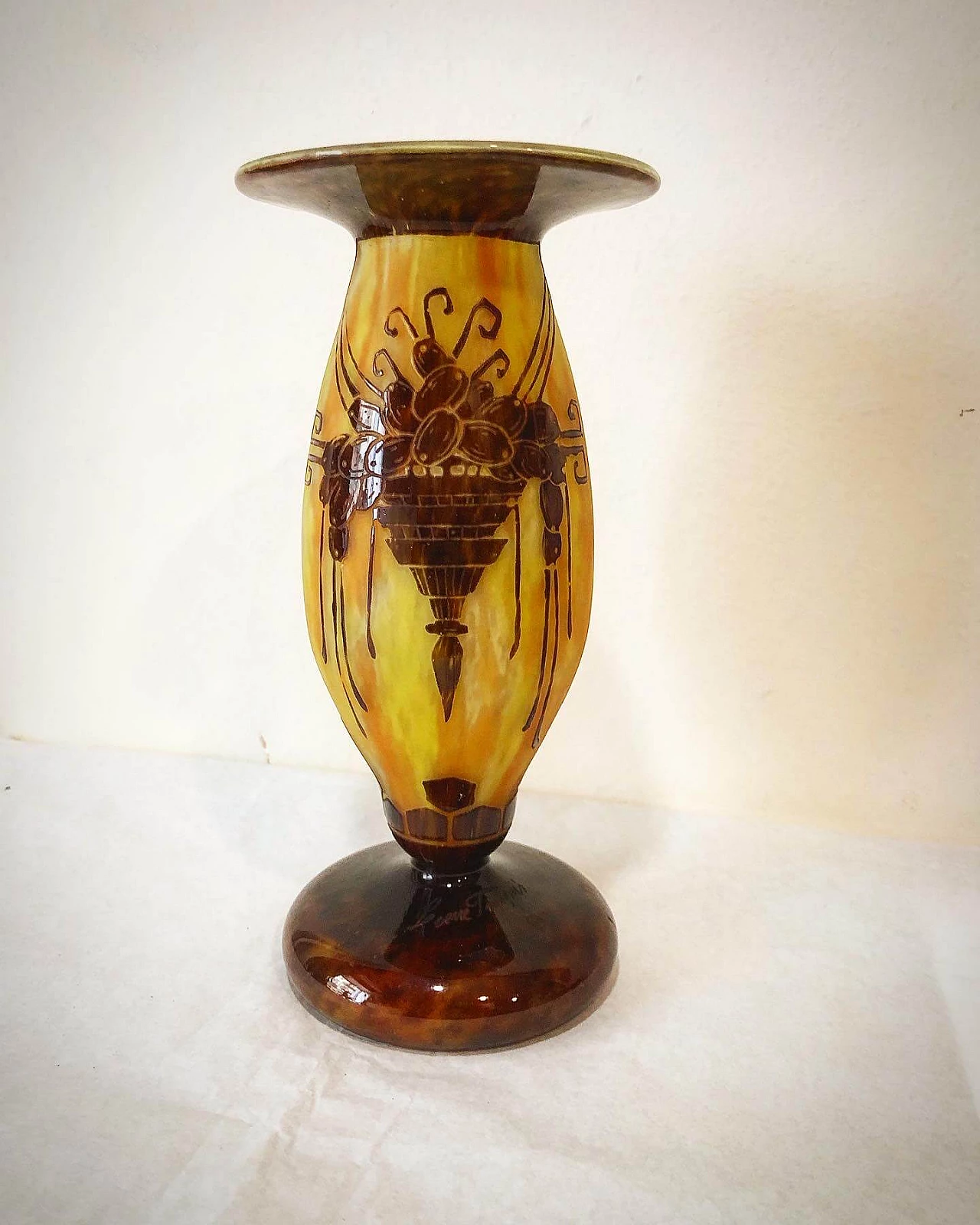 Art Deco vase with Muscats decoration by Le Verre Français, 20s 1249895