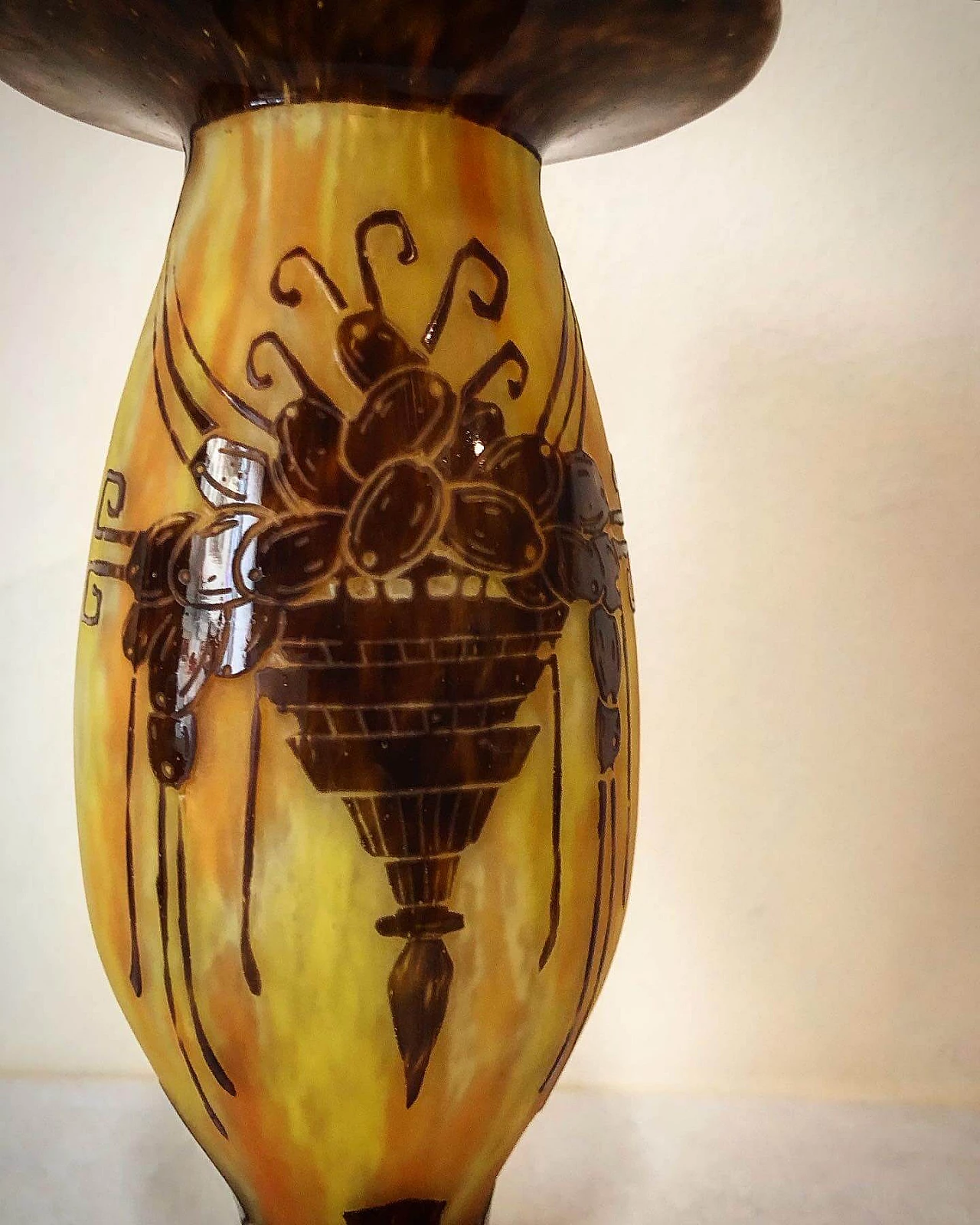 Art Deco vase with Muscats decoration by Le Verre Français, 20s 1249896