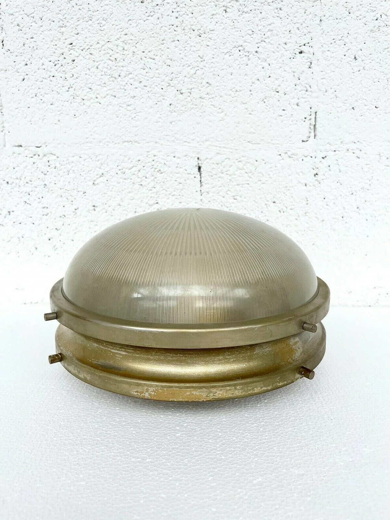 Sigma ceiling lamp in nickel-plated brass and moulded glass by Sergio Mazza for Artemide, 60s 1249923