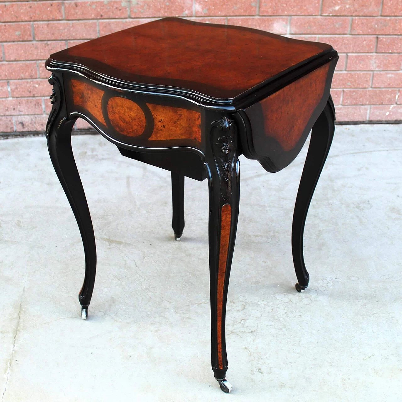 Napoleon III small table in ebony briar with compartment and side wings, 19th century 1250119