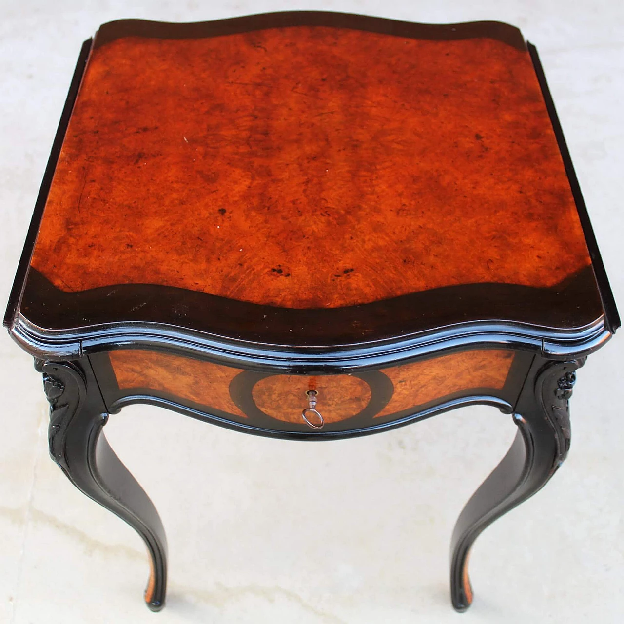 Napoleon III small table in ebony briar with compartment and side wings, 19th century 1250122
