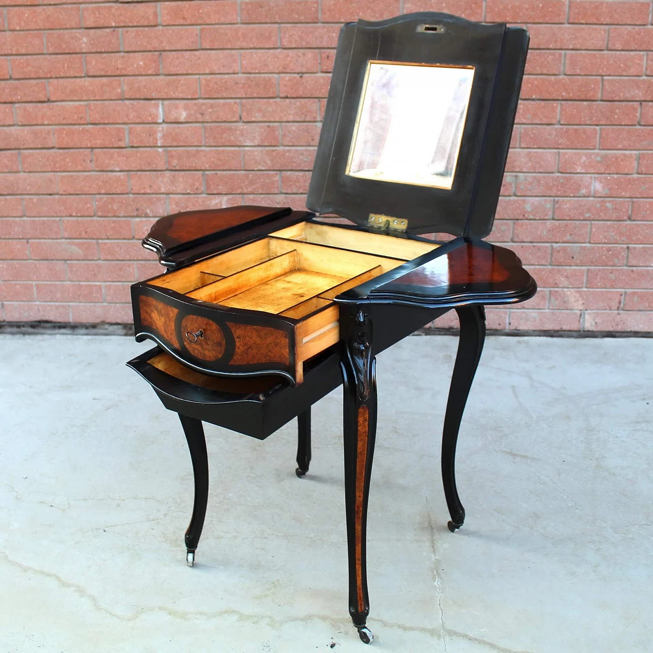 Napoleon III small table in ebony briar with compartment and side wings, 19th century 1250125