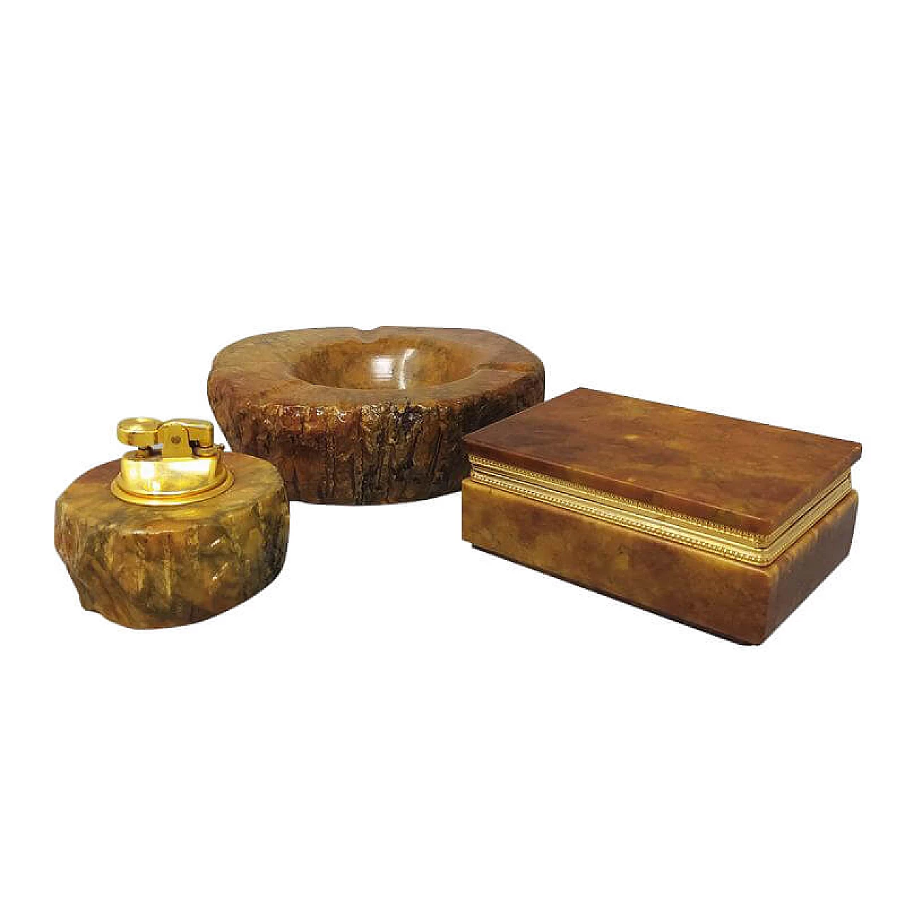 Brown alabaster smoking set by Romano Bianchi, 60s 1250195