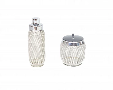 Merkuria bar set of chrome-plated steel and glass, 70s