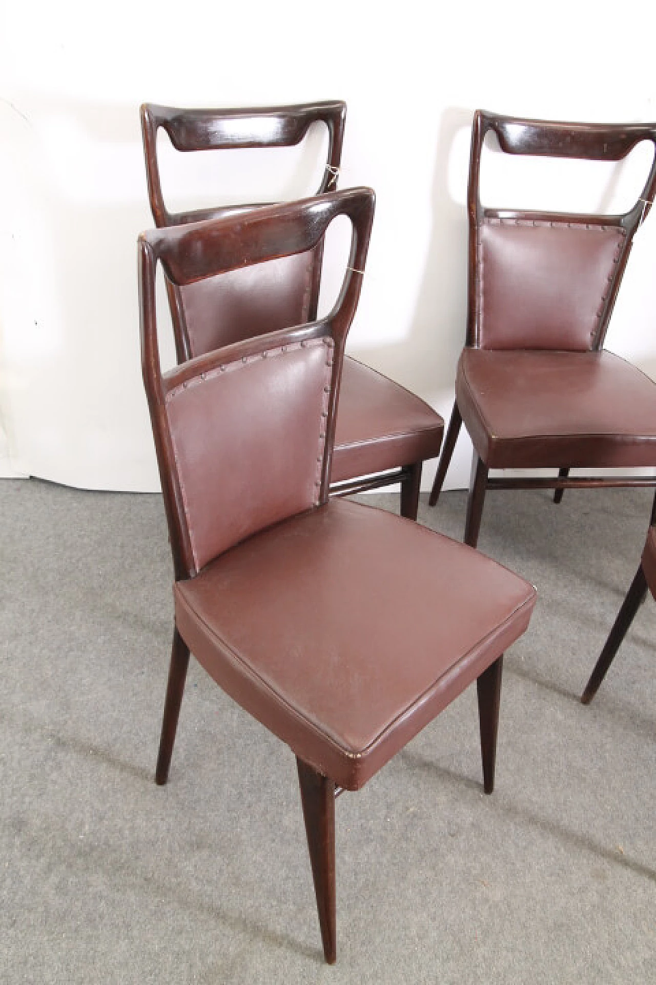 Six chairs in rosewood and skai by Vittorio Dassi, 50s 1250321