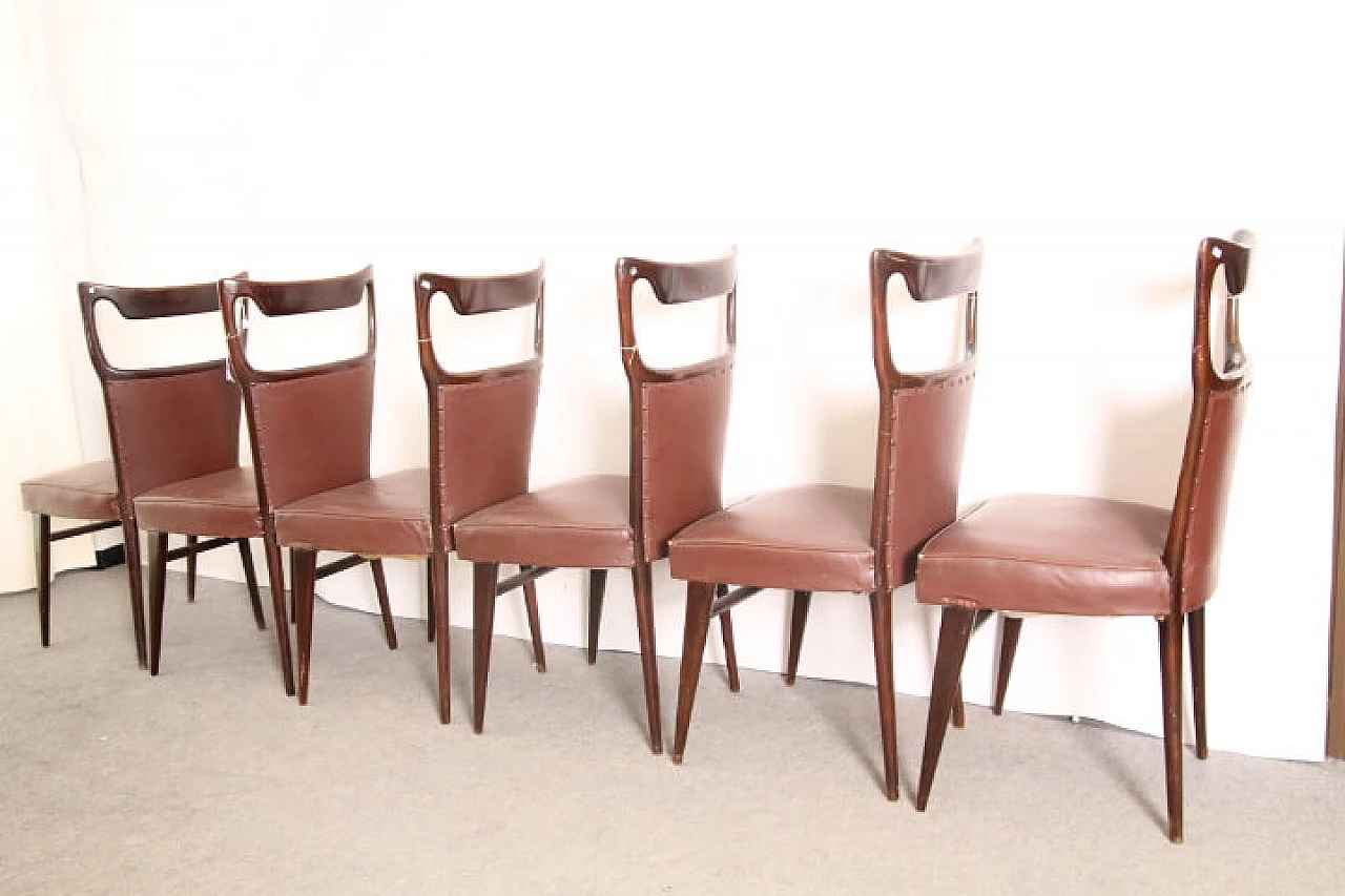 Six chairs in rosewood and skai by Vittorio Dassi, 50s 1250324