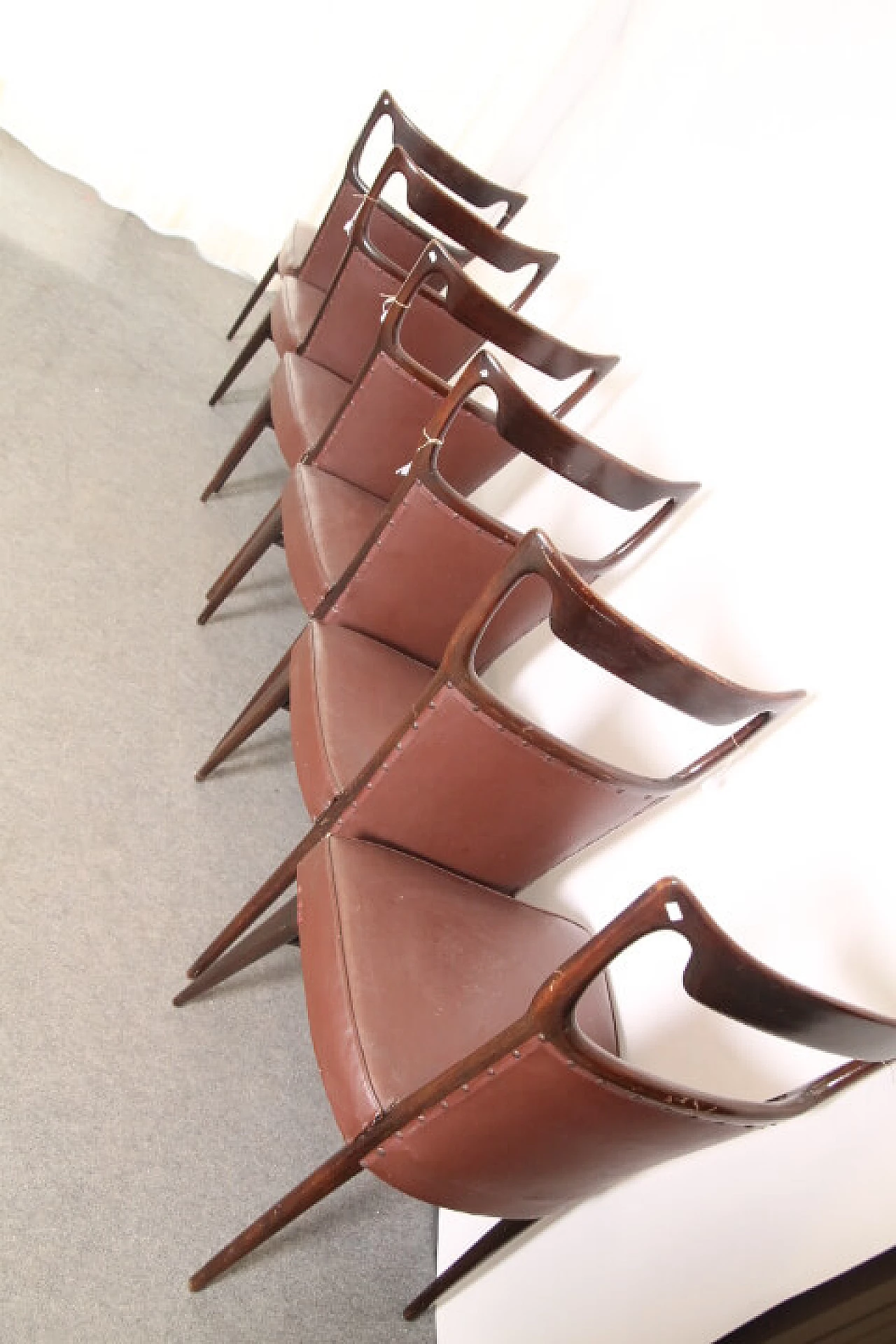 Six chairs in rosewood and skai by Vittorio Dassi, 50s 1250325