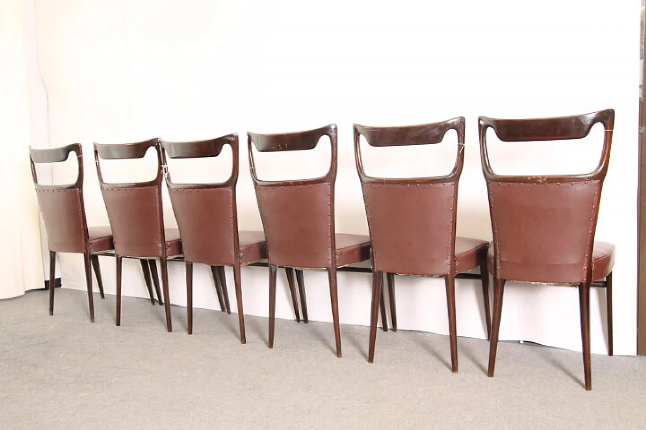 Six chairs in rosewood and skai by Vittorio Dassi, 50s 1250326