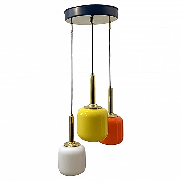Suspension lamp in layered opaline glass, 70s