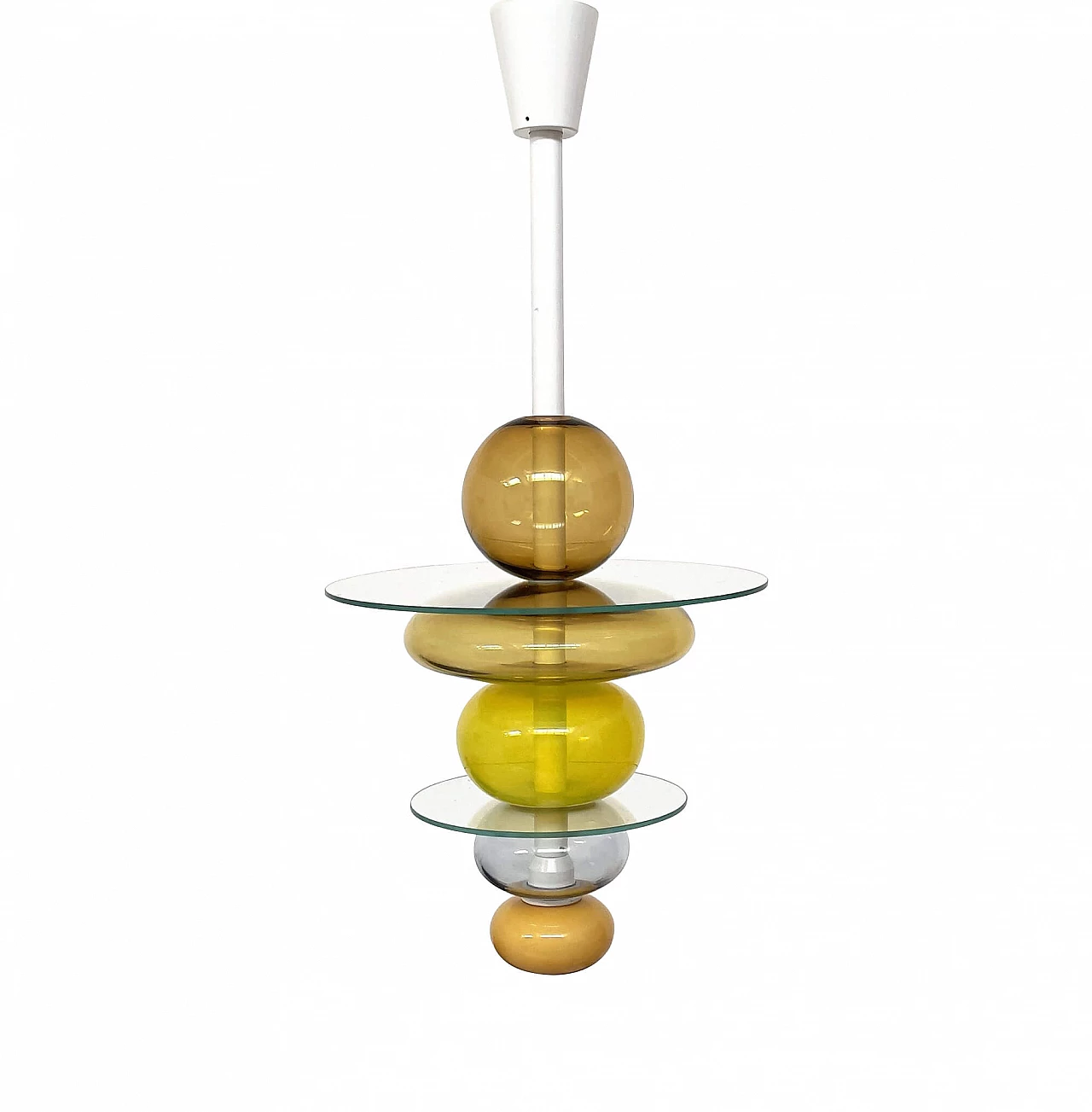 Murano glass and painted metal chandelier by Ettore Sottsass for Venini, 90s 1250641