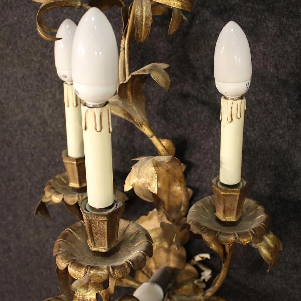 Pair of gilded metal wall lights, 60s 1250688