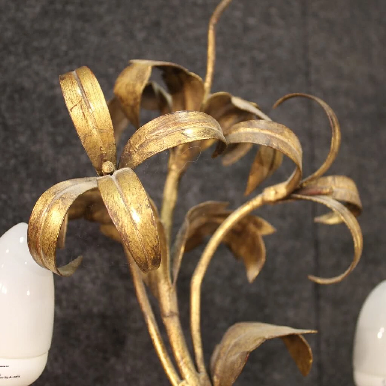 Pair of gilded metal wall lights, 60s 1250690