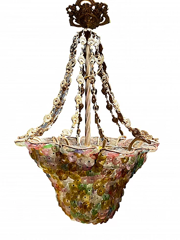 Chandelier with flowers glass paste, late 19th century