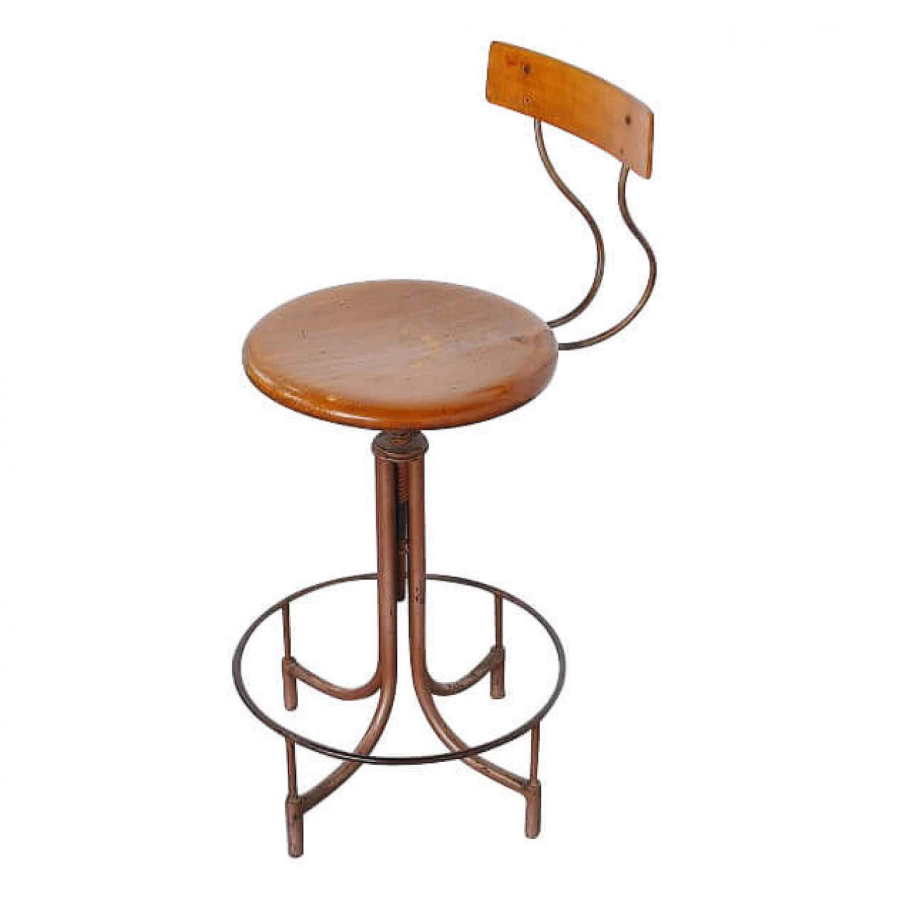 Industrial stool in walnut, 40s 1250705