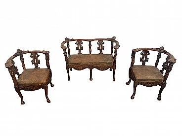 Salotto componibile Neo Rinascimentale, fine '800