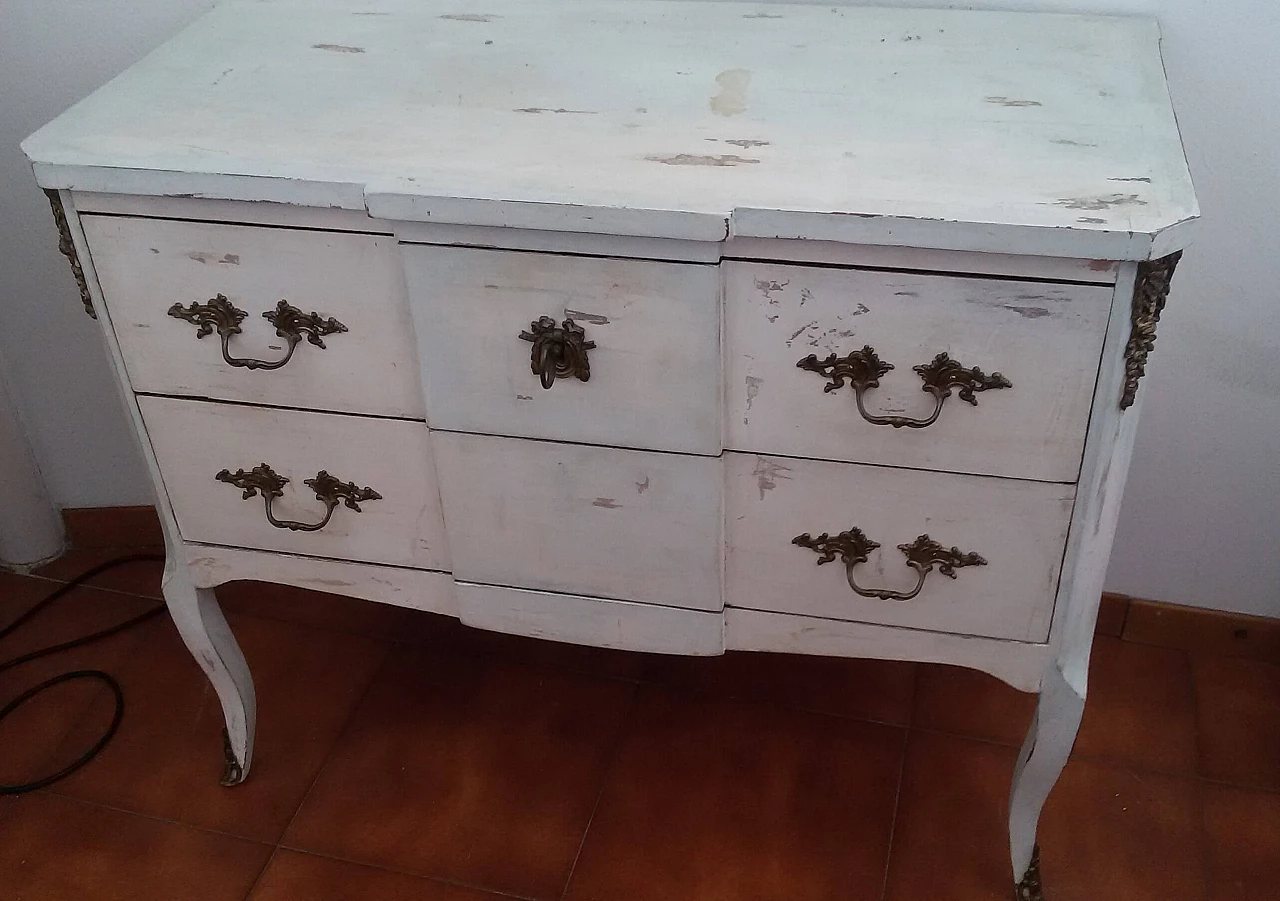 Cassettiera provenzale bianca e azzurra, anni '40 1250759