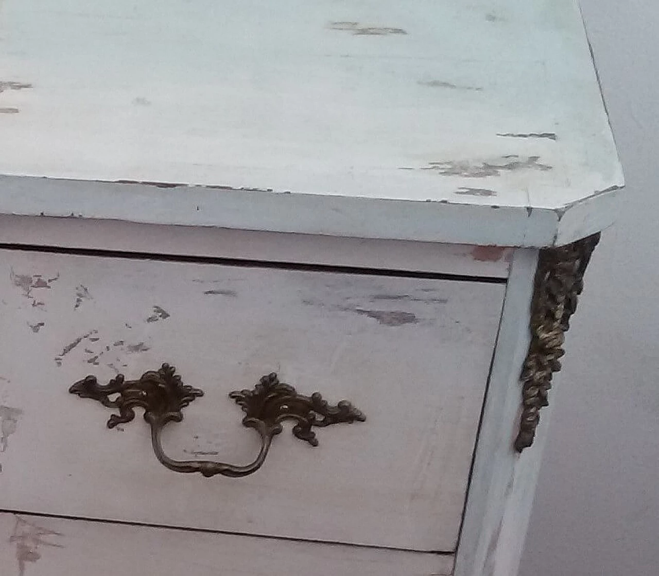 Cassettiera provenzale bianca e azzurra, anni '40 1250760