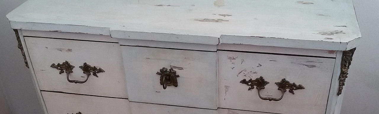 Cassettiera provenzale bianca e azzurra, anni '40 1250761