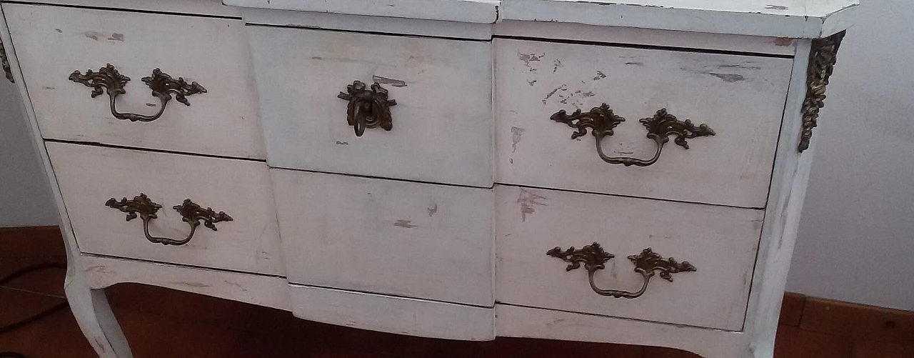 Cassettiera provenzale bianca e azzurra, anni '40 1250762