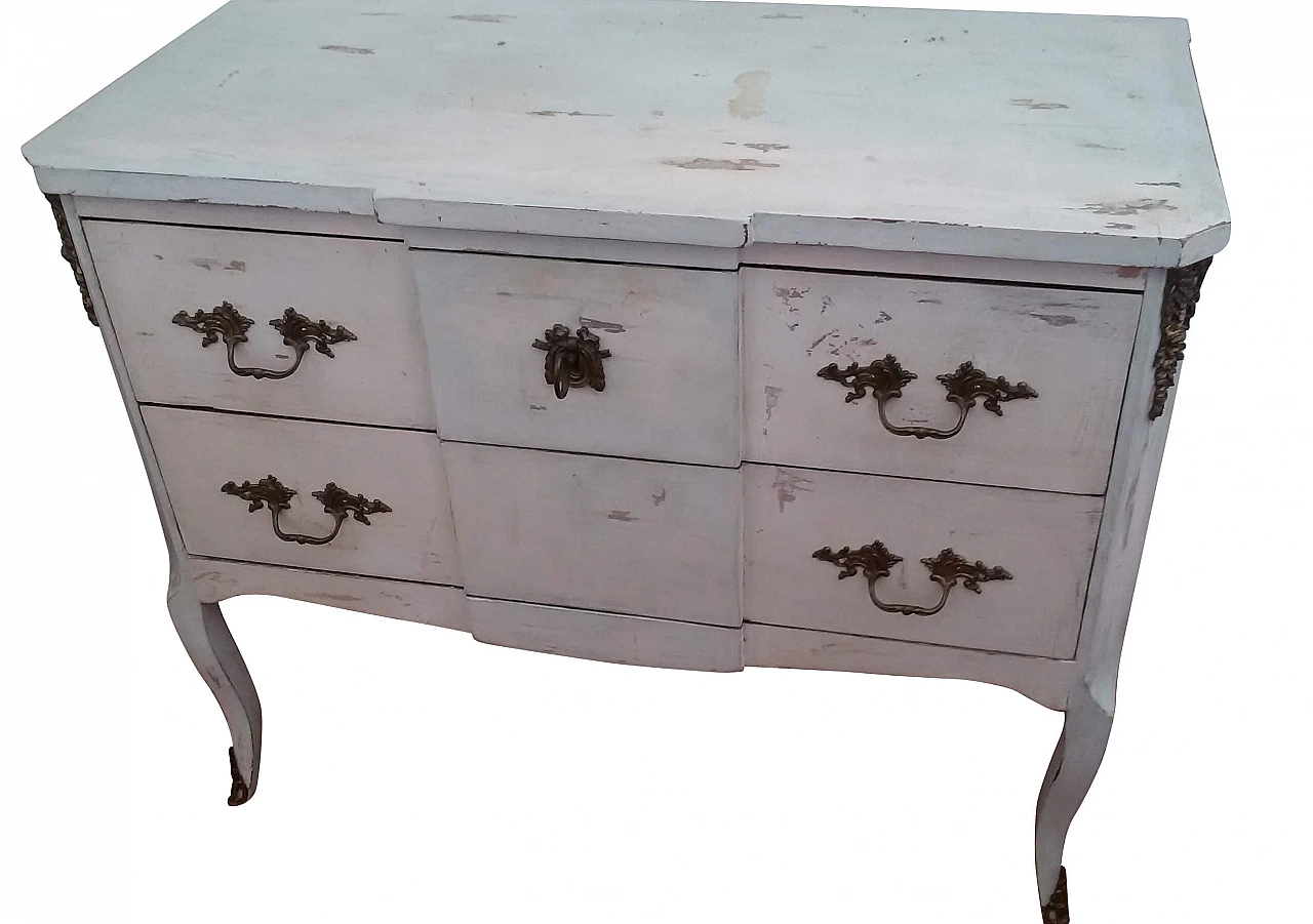 Cassettiera provenzale bianca e azzurra, anni '40 1250788