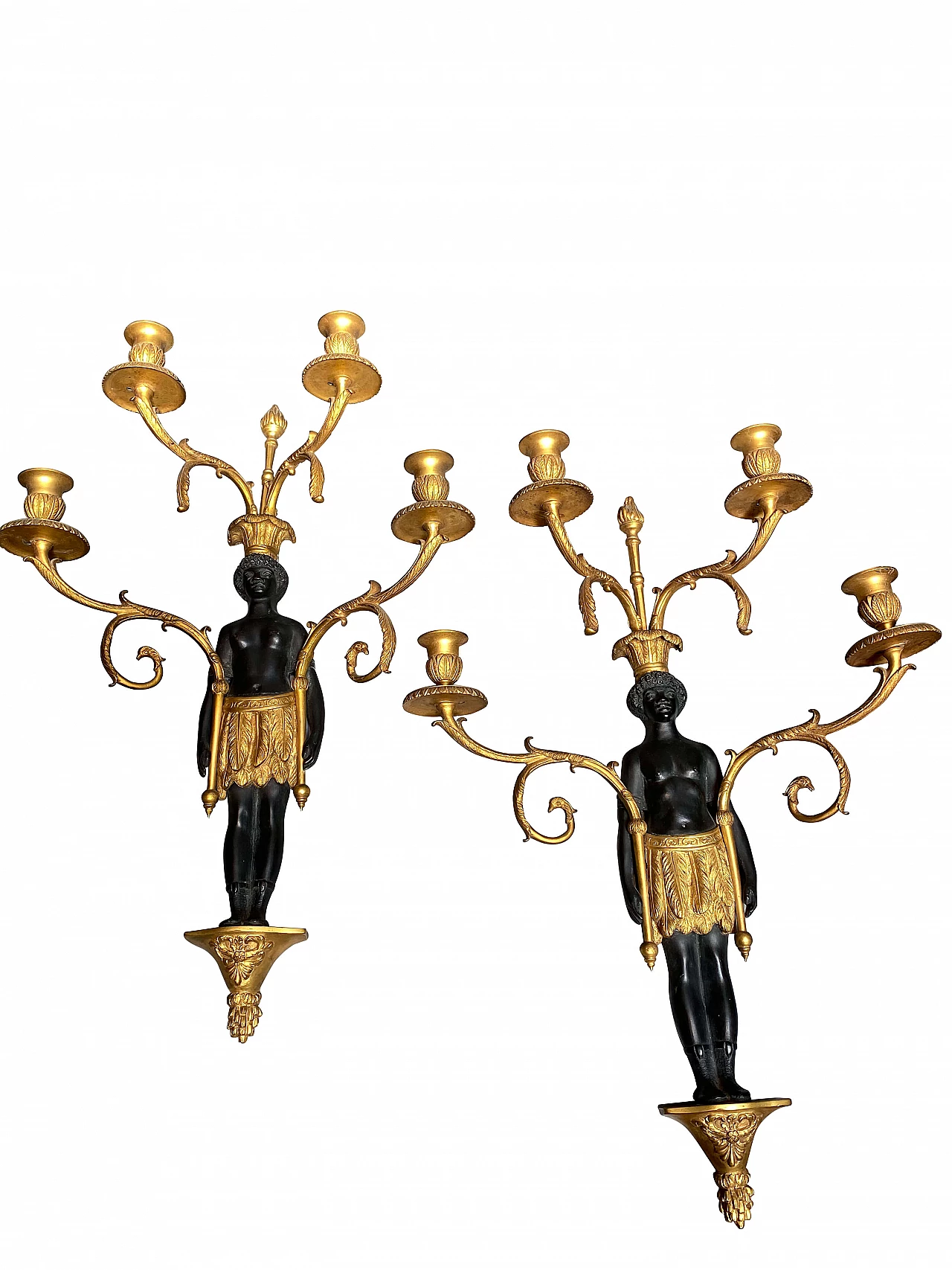 Brass lamp couple with Moors, 19th century 1250796