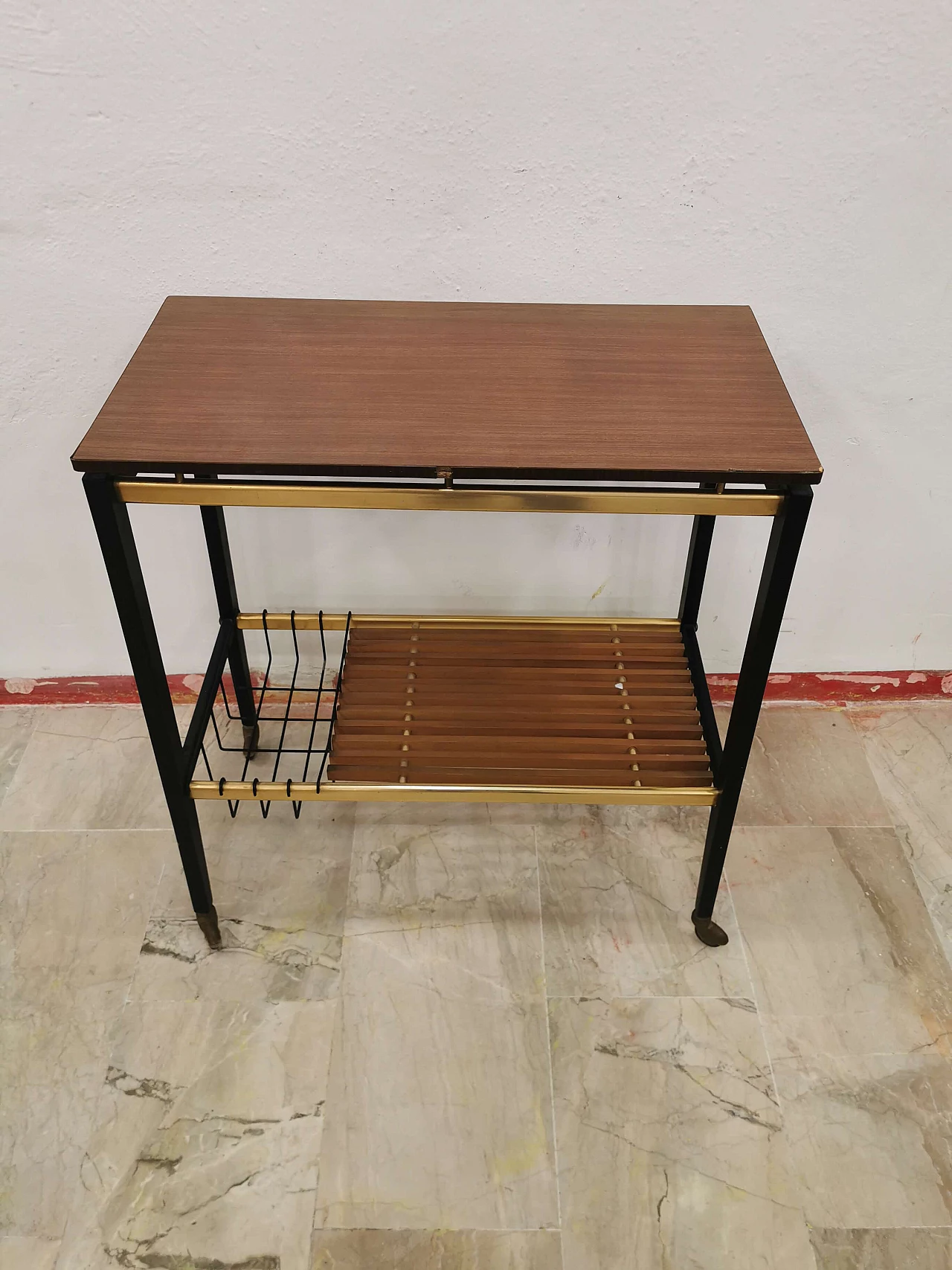 Wooden service trolley with wheels, 50s 1250910