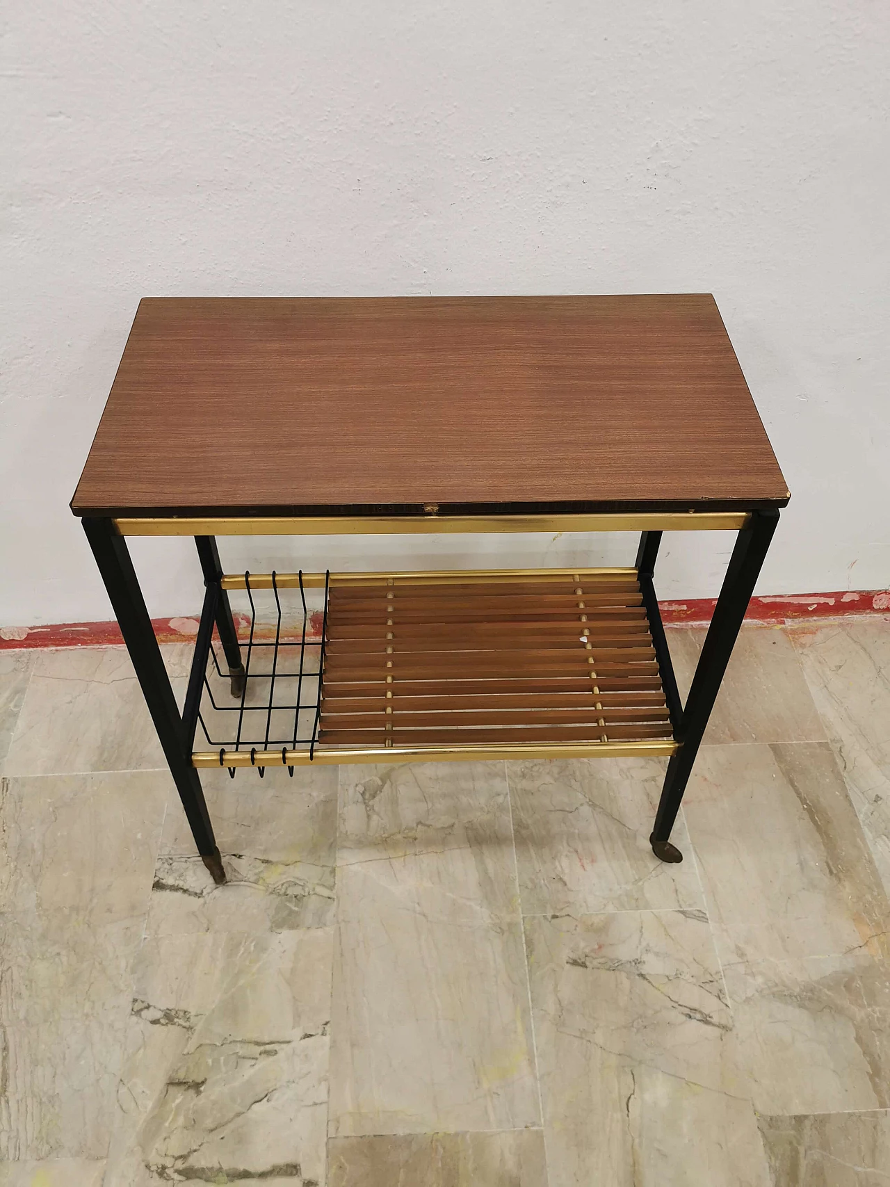 Wooden service trolley with wheels, 50s 1250912