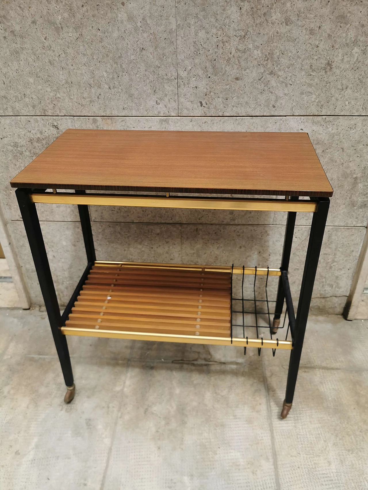 Wooden service trolley with wheels, 50s 1250915