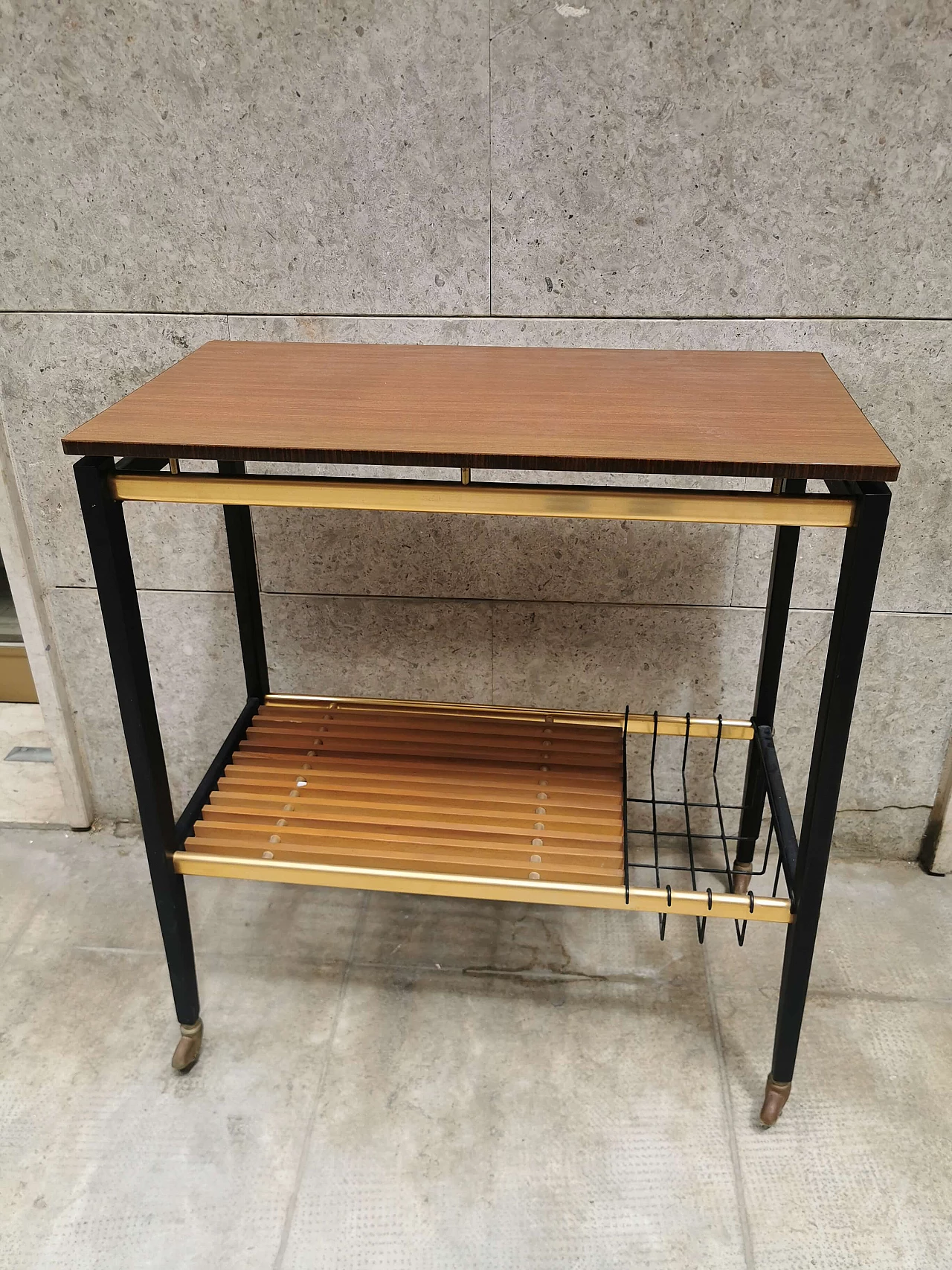 Wooden service trolley with wheels, 50s 1250916