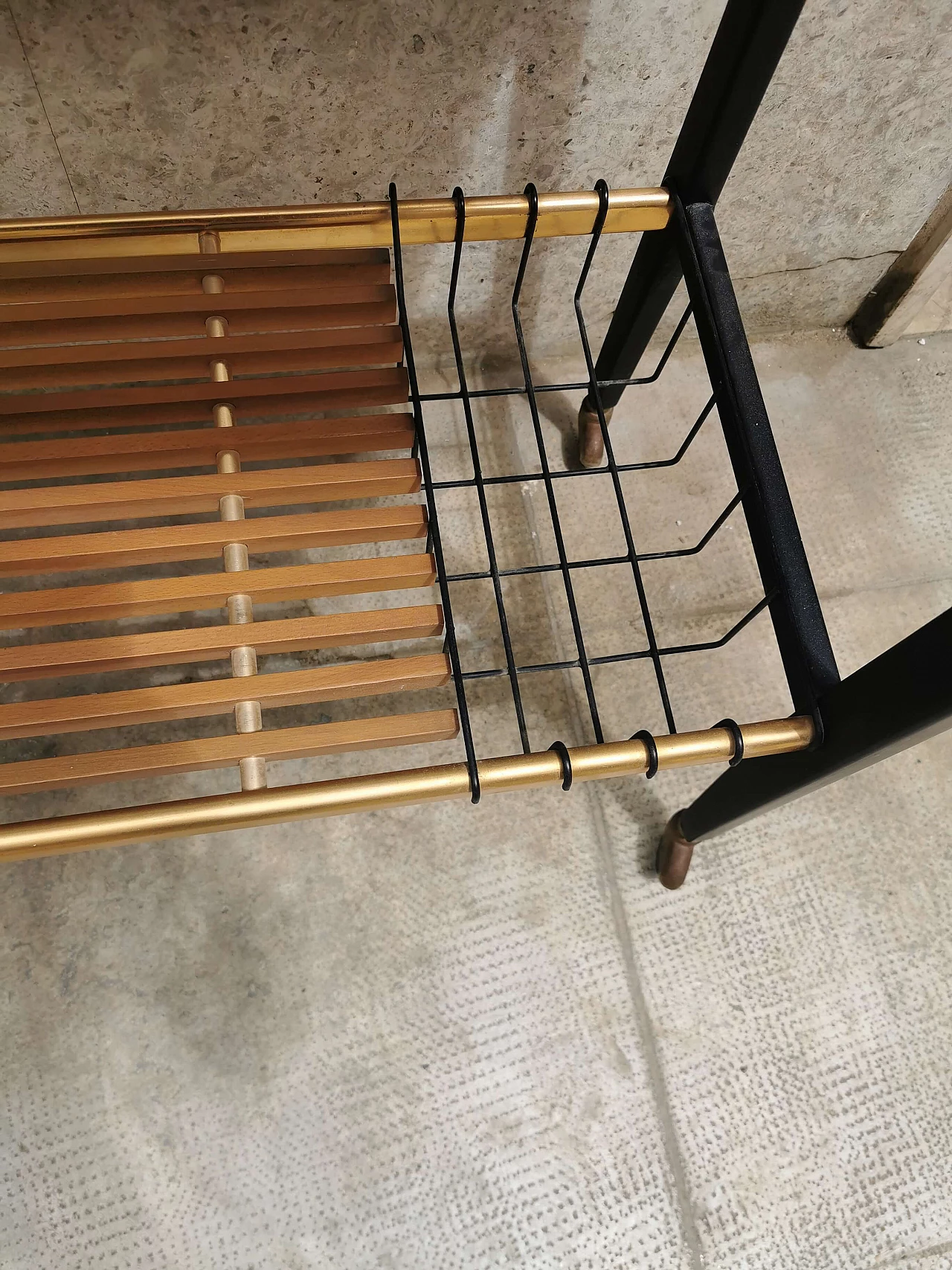 Wooden service trolley with wheels, 50s 1250918