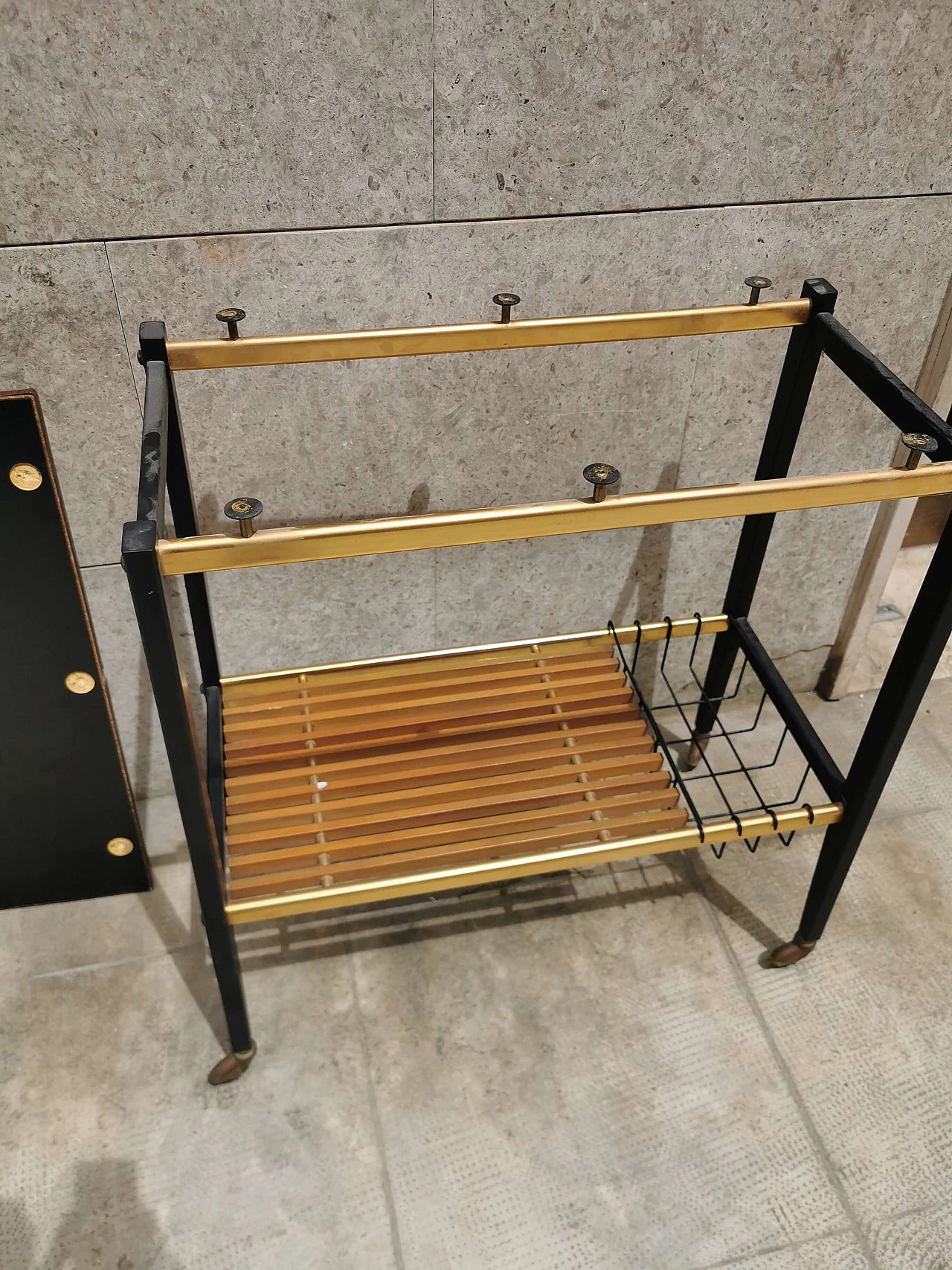 Wooden service trolley with wheels, 50s 1250919