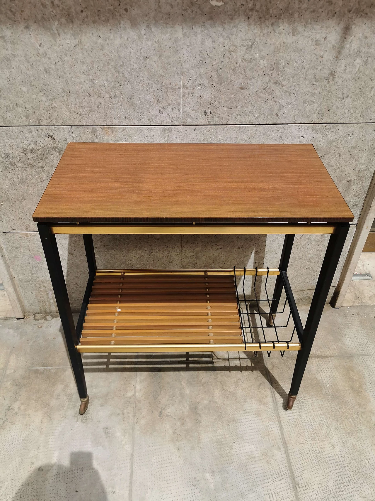 Wooden service trolley with wheels, 50s 1250922