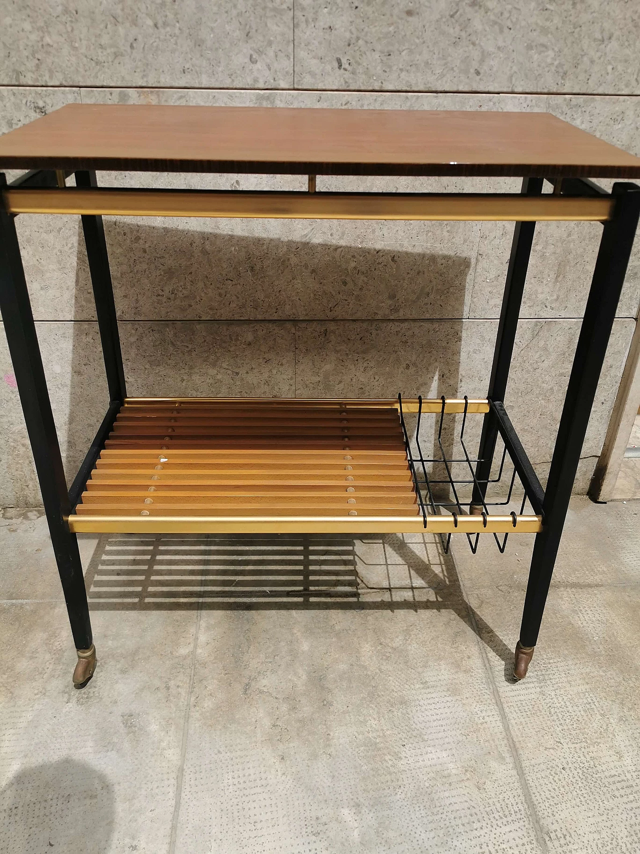 Wooden service trolley with wheels, 50s 1250924