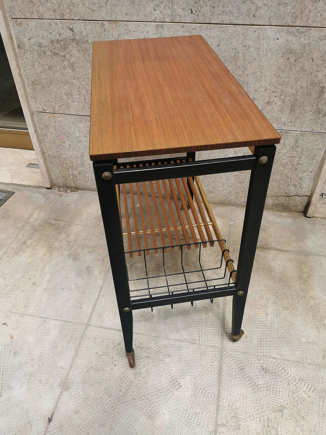 Wooden service trolley with wheels, 50s 1250929