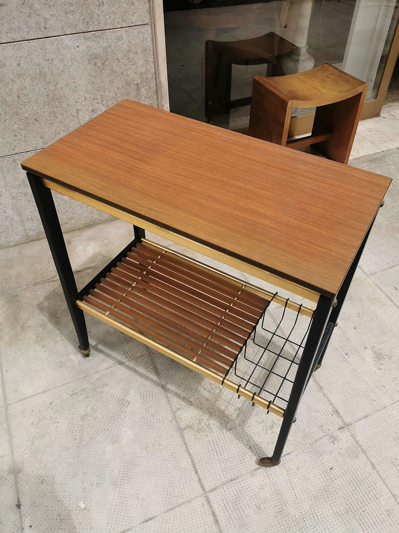 Wooden service trolley with wheels, 50s 1250931