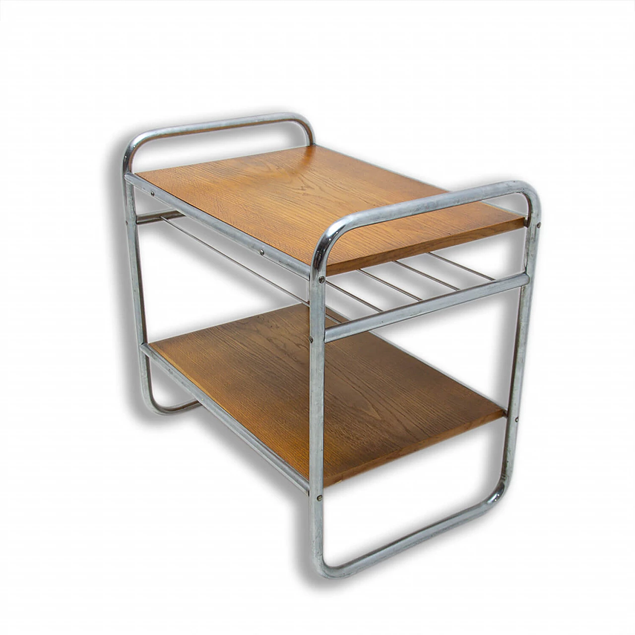 Bauhaus style coffee table in chrome and oak, 30s 1251026