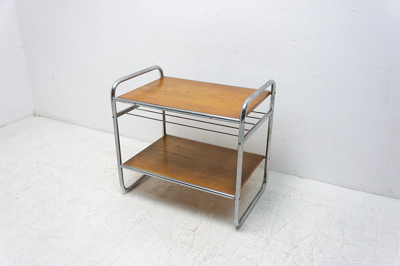 Bauhaus style coffee table in chrome and oak, 30s 1251029